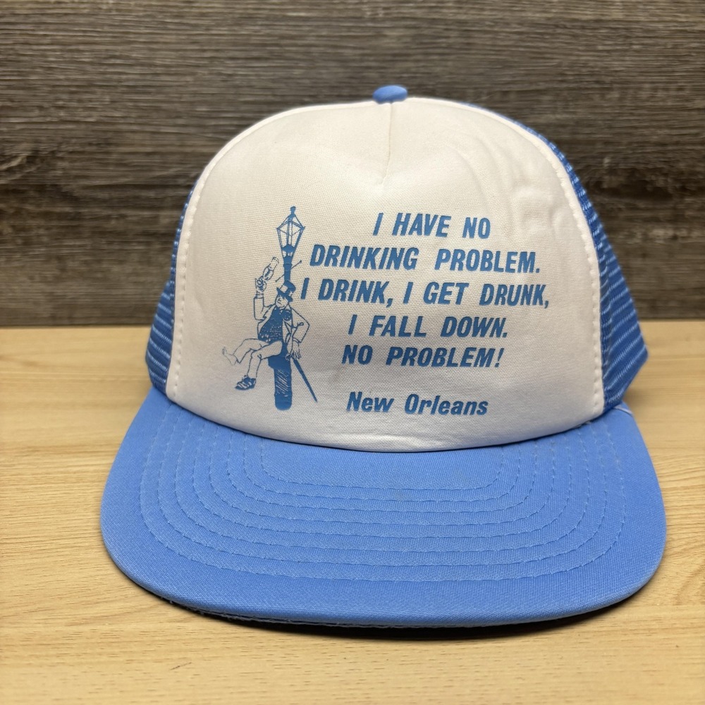 Vintage Sportcap Hat Cap Snap Back Mens One Size Blue Trucker New Orleans 80s